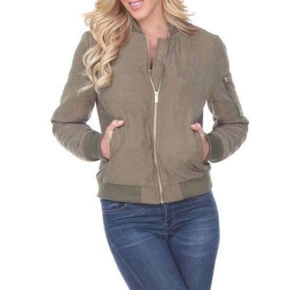 White Mark Jackets & Blazers - Olive Color Long Sleeve Bomber Jacket 893-02